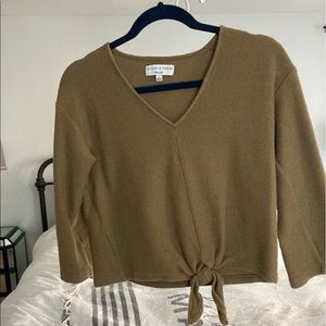 Madewell Olive Green Tie Front Top